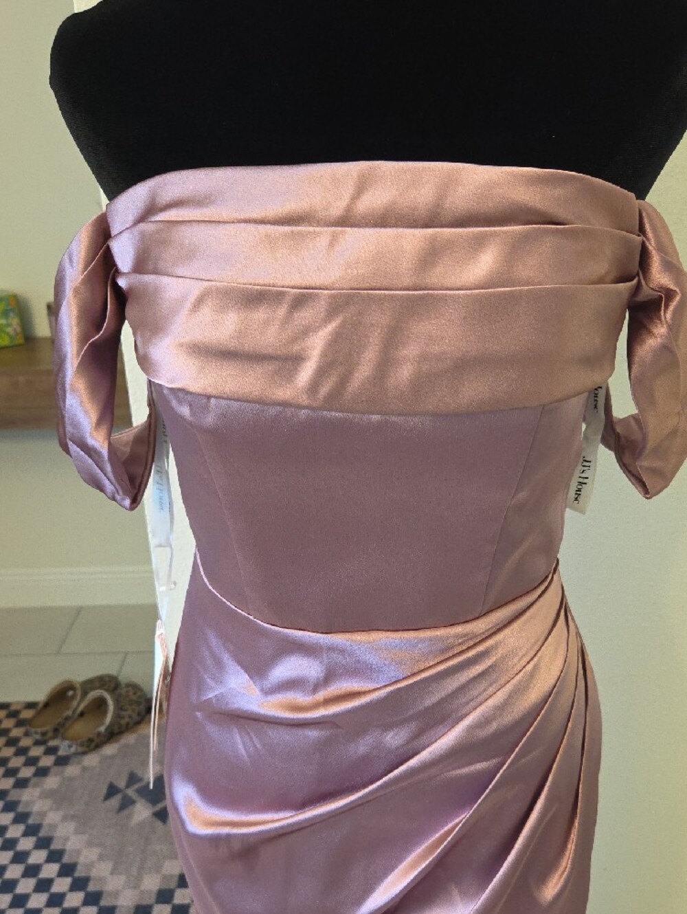 JJs House One-Shoulder Mauve Pink Satin Evening Gown. 0375 - Picture 3 of 11